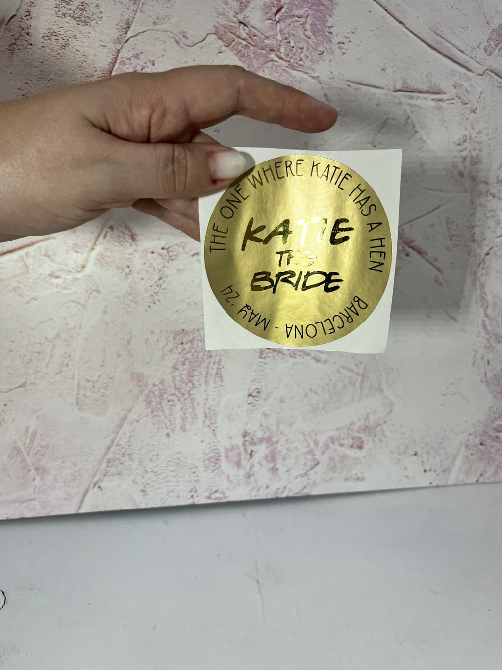 Personalised Hen Party Stickers: Metallic Gold Foil, Custom Bride Squad (88mm)