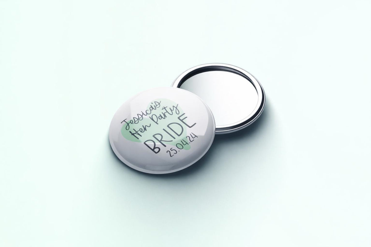 Personalised Hen Party Mirror Favors: Custom Bachelorette Badges