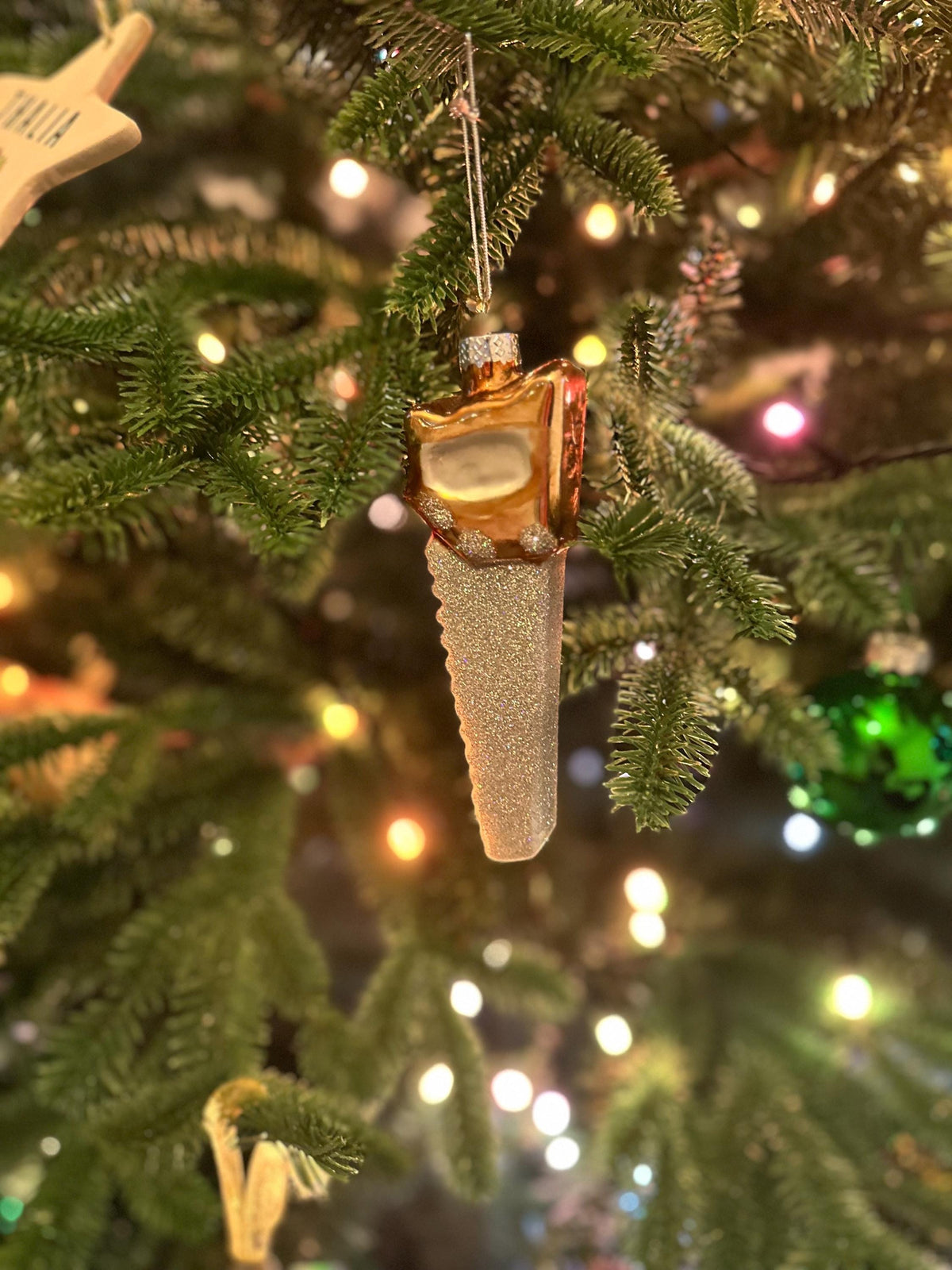 Glitter Hand Saw Glass Christmas Ornament – Woodworker & DIY Lover Holiday Decor