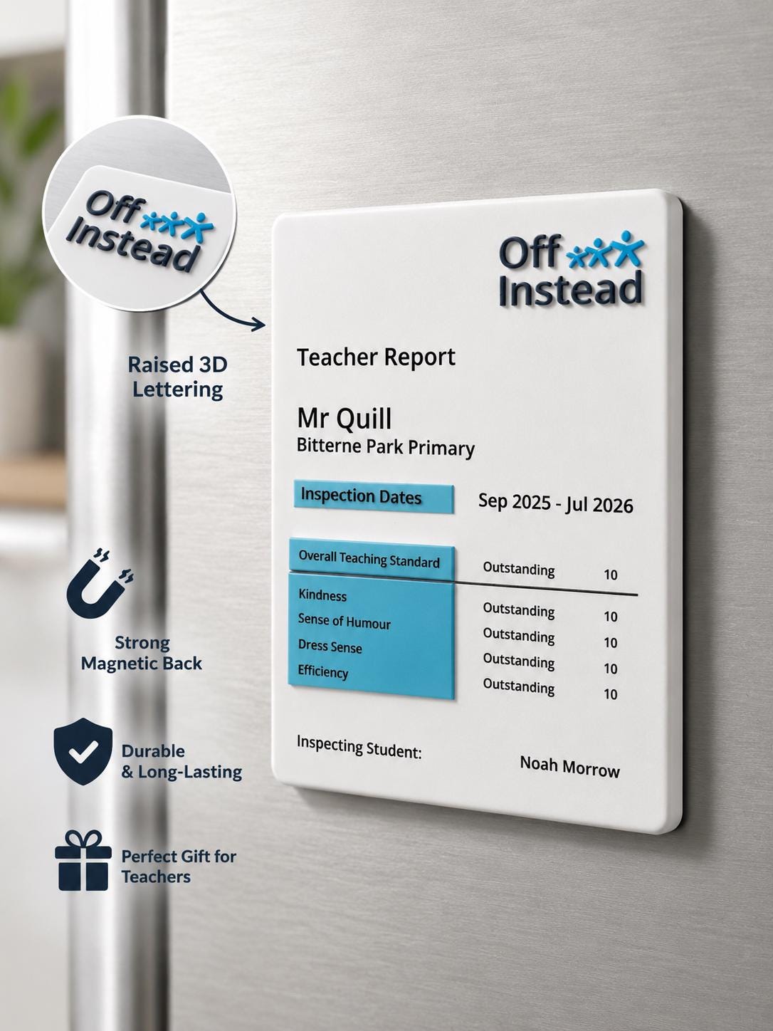 Personalised Teacher Report Fridge Magnet | Custom 3D Effect UV Print, End of Term Gift