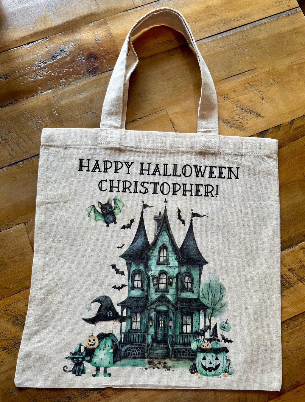 Personalised Halloween Trick or Treat Bag: Custom Cotton Tote