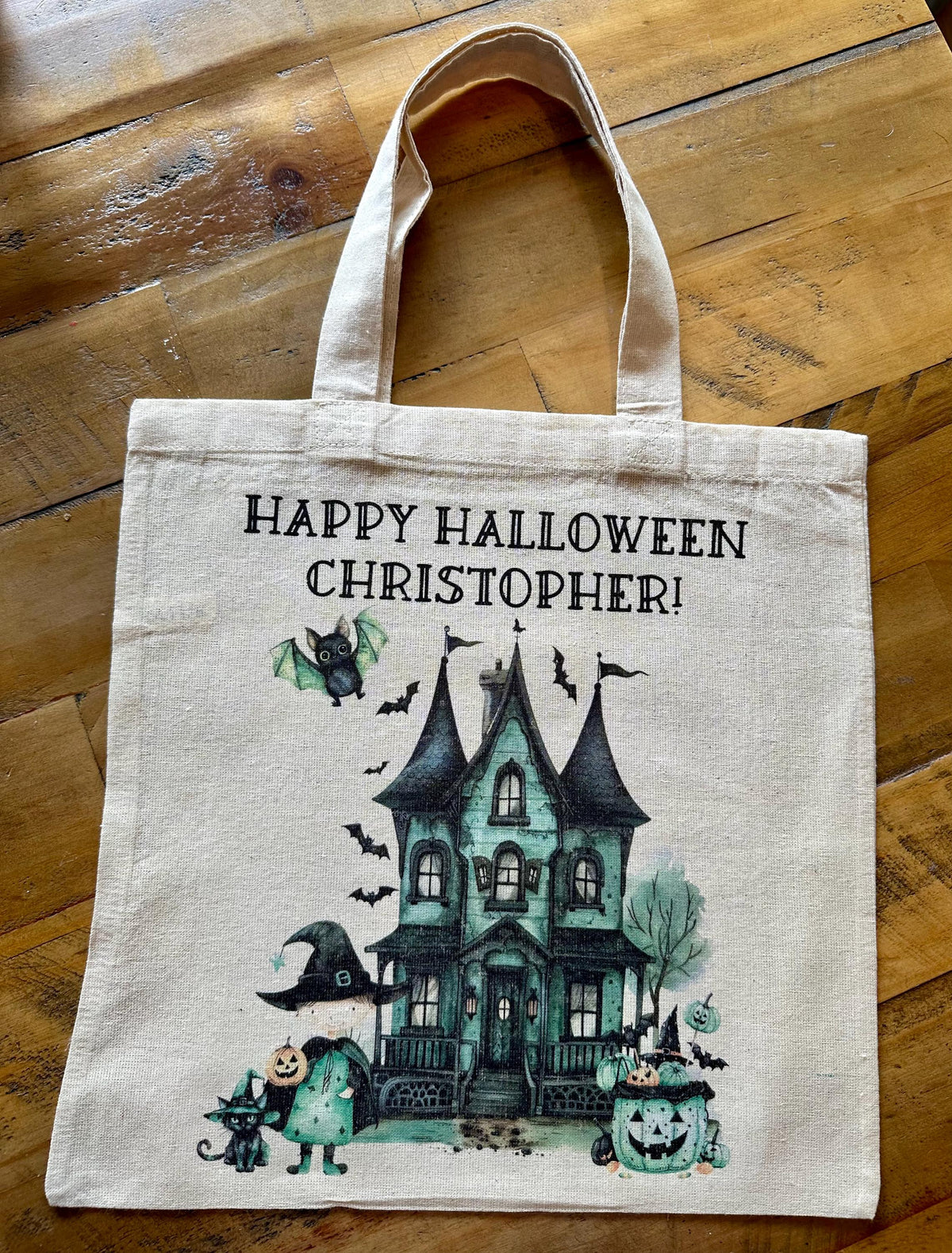 Personalised Halloween Trick or Treat Bag: Custom Cotton Tote