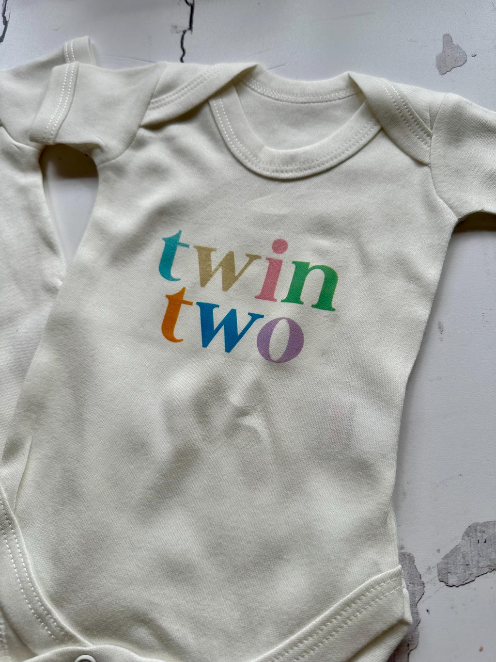 Twin One Twin Two Baby Vest Set: Pastel Rainbow Cotton Onesies