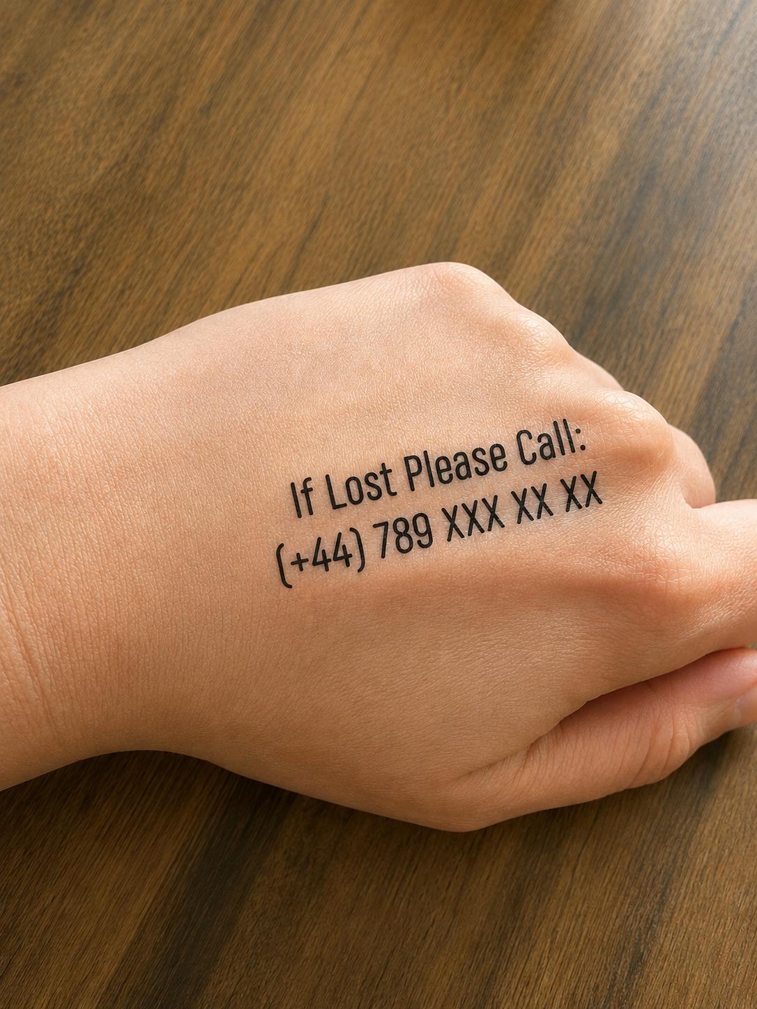 Personalised Child Safety Temporary Tattoos: Emergency Contact ID