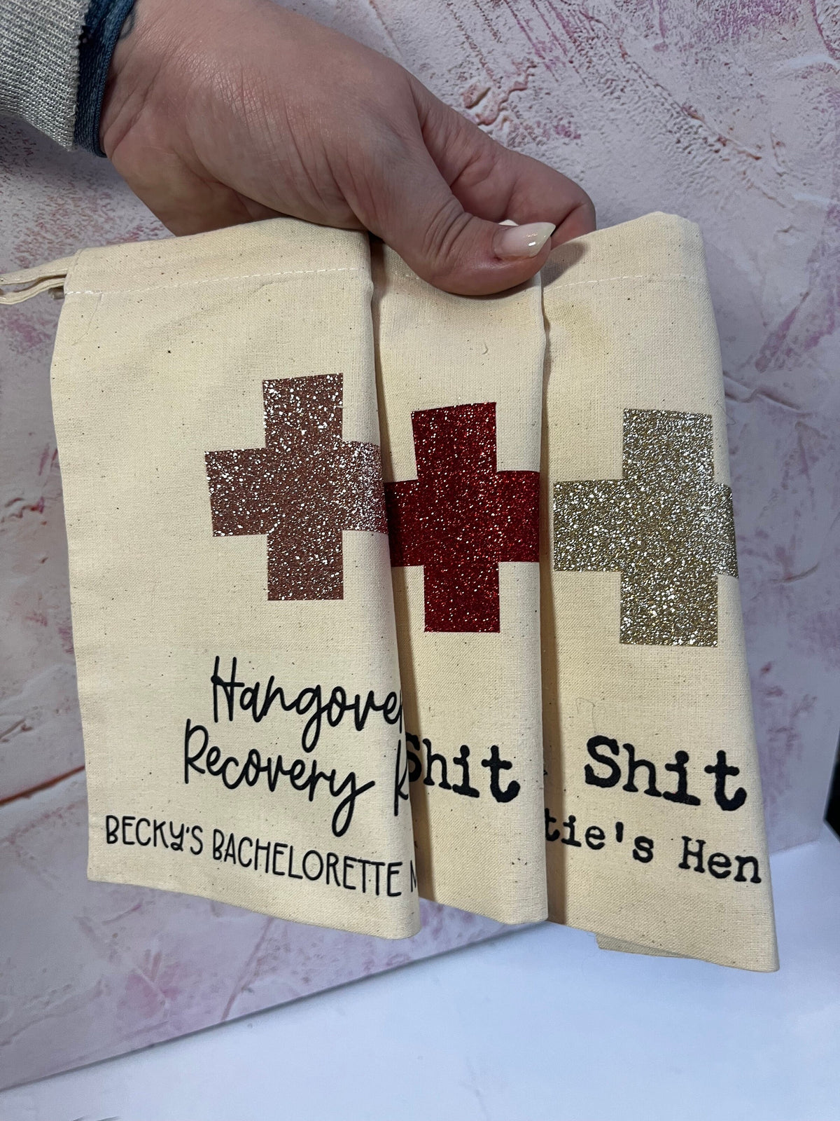 Personalised Cotton Hangover Recovery Kit Bag: Bachelorette Party Favour
