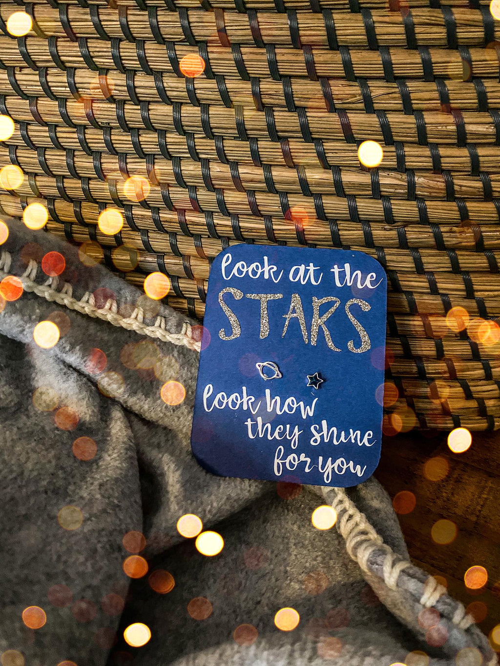 Sterling Silver Planet and Blue Crystal Star Stud Earrings - Look at the Stars, Letterbox Gift