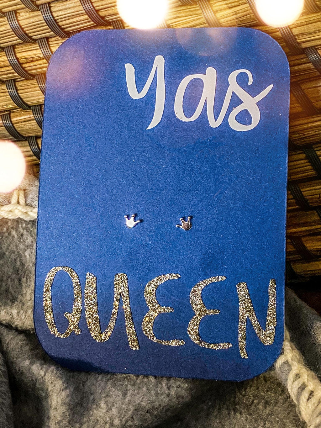 Tiny Minimalist Sterling Silver Crown Stud Earrings - Sending Love, Letterbox Gift, Yas Queen