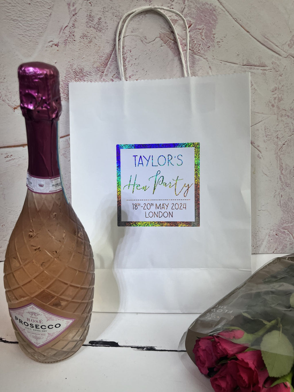 Personalised Hen Party Stickers: Custom Metallic Foil Gift Bag Labels