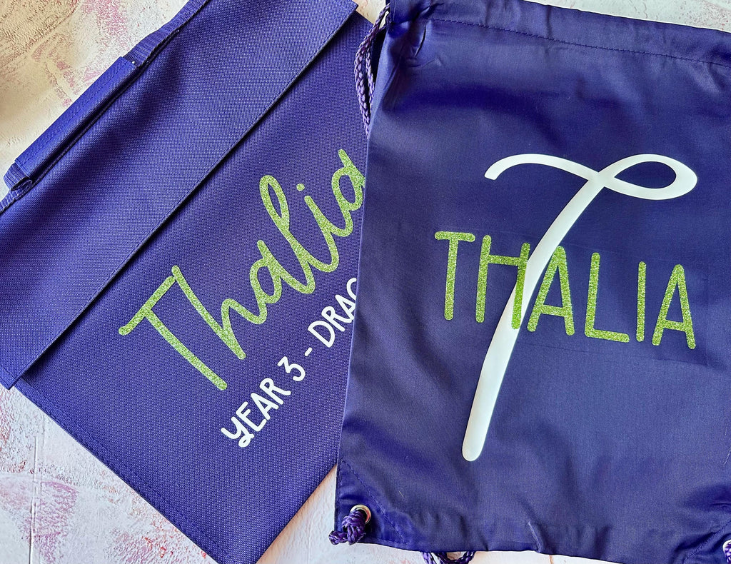 Personalised Kids Gym Bag: Water-Resistant P.E. Bag, Monogram Design