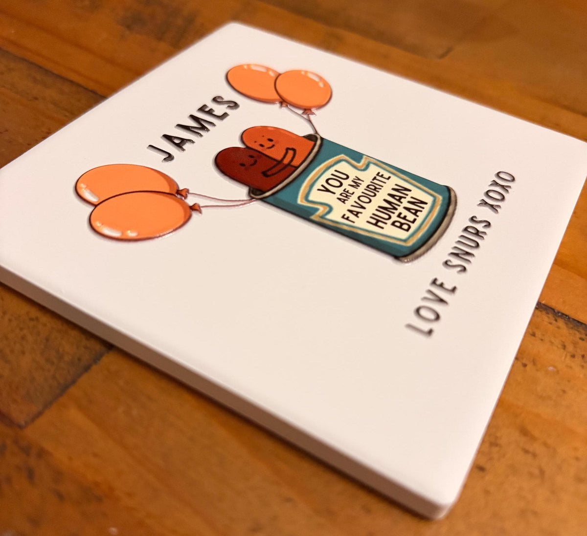 Personalised Ceramic Coaster | Custom Name, 3D Effect, Favourite Human Bean