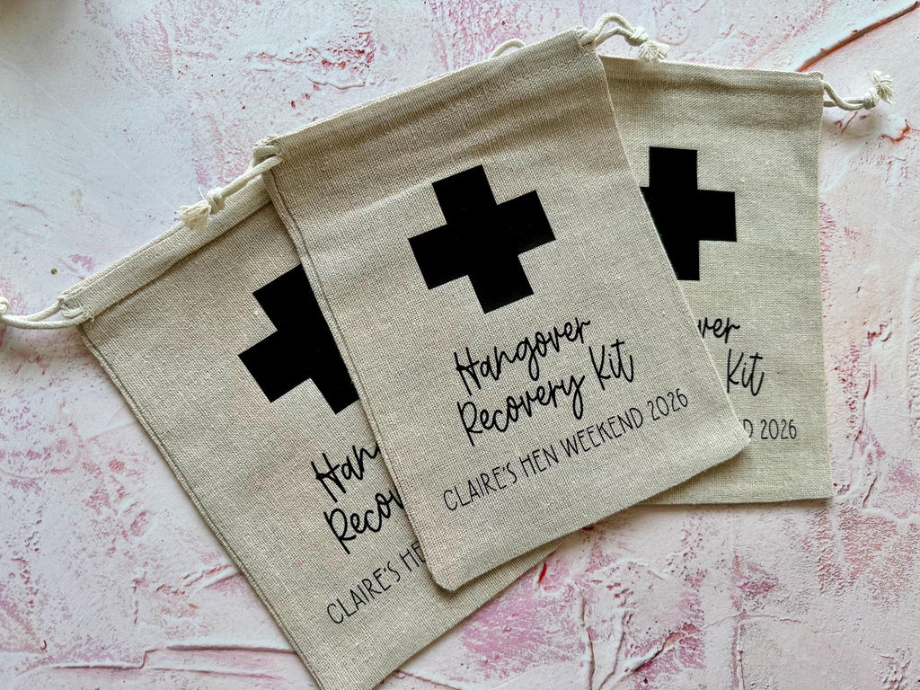 Personalised Cotton Hangover Recovery Kit Bag: Bachelorette Party Favour