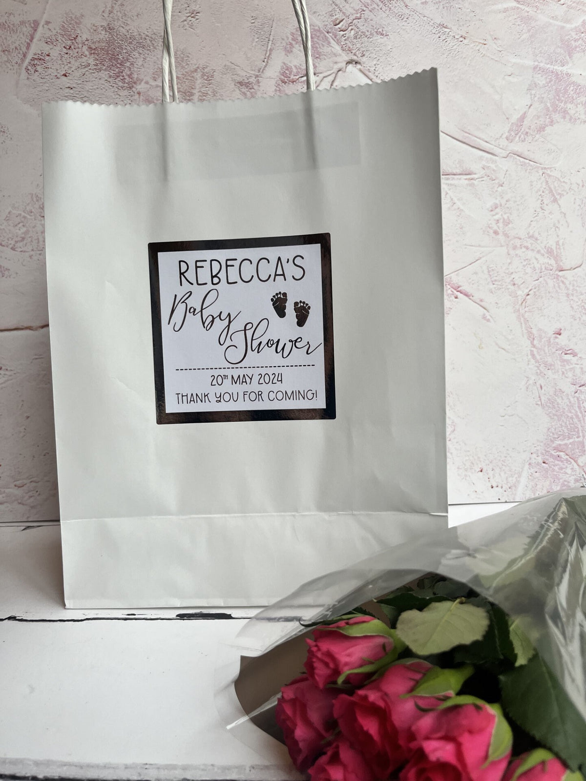 Personalised Baby Shower Stickers: Metallic Foil Gift Bag Labels