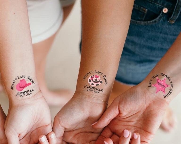 Cowgirl Hen Party Tattoos: Last Rodeo Bride & Bridesmaid Accessories