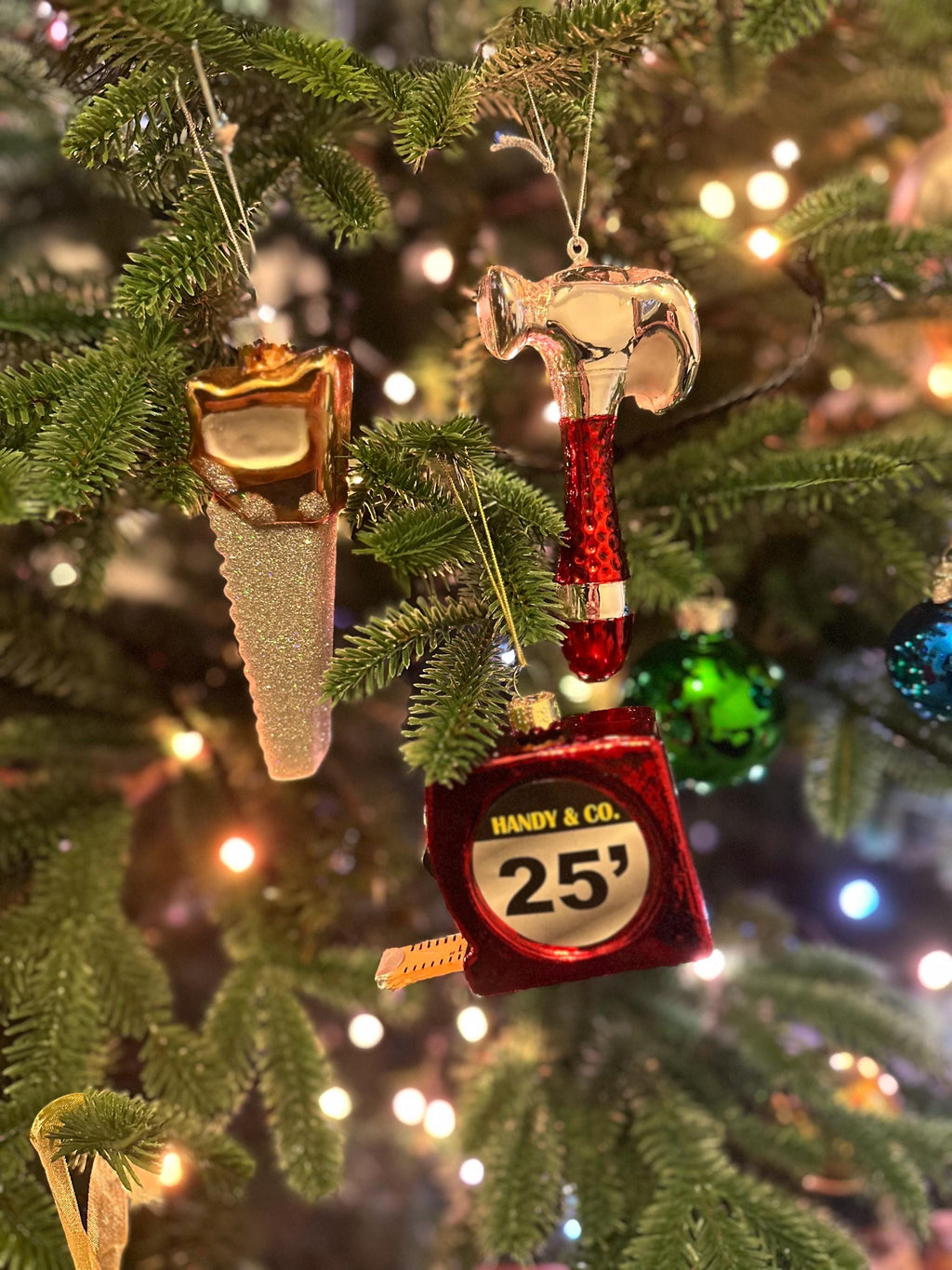 Glitter Hand Saw Glass Christmas Ornament – Woodworker & DIY Lover Holiday Decor