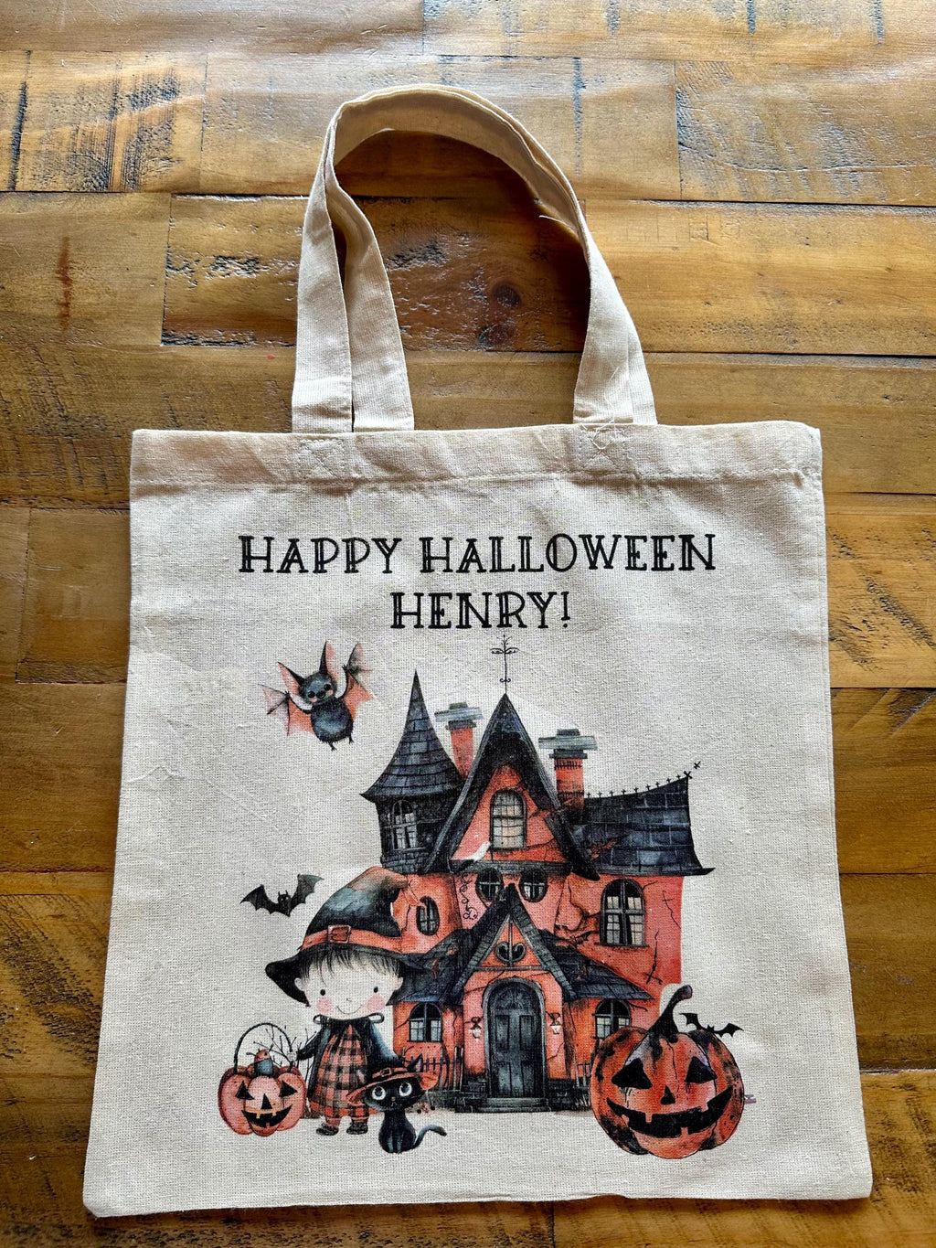 Personalised Halloween Trick or Treat Bag: Custom Cotton Tote