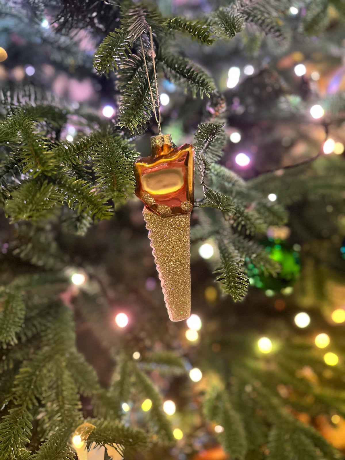 Glitter Hand Saw Glass Christmas Ornament – Woodworker & DIY Lover Holiday Decor