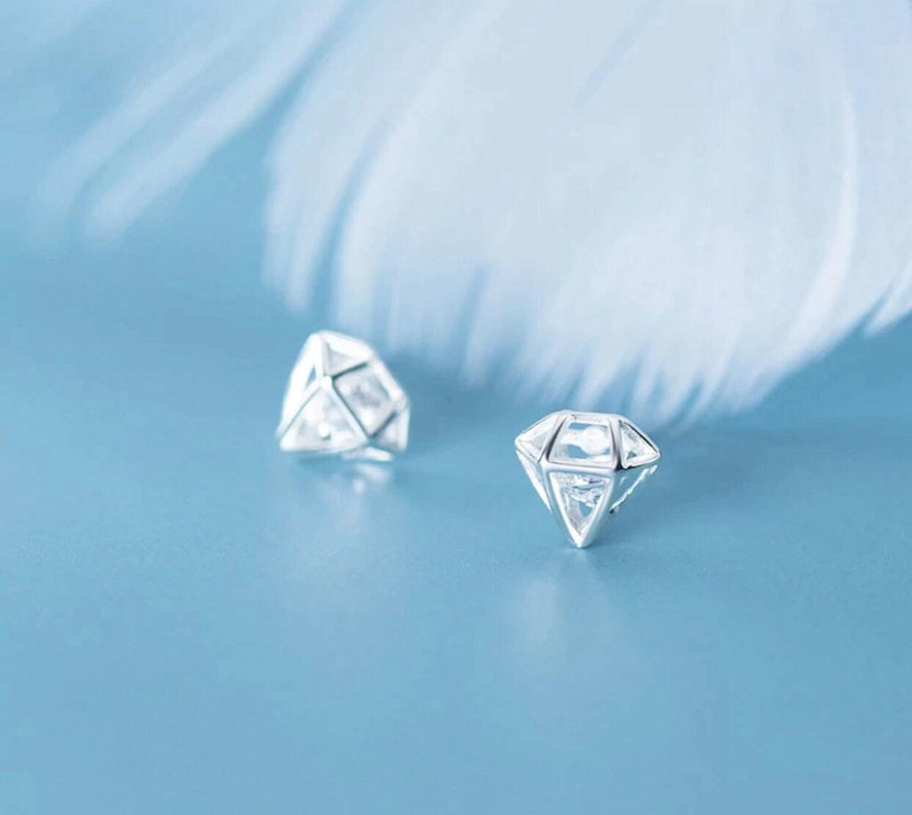 Sterling Silver + Zircon Gem Stone Stud Earrings - Letterbox Gift, Thank You Gift