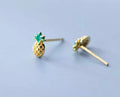 Tiny Gold Enamel Pineapple Stud Earrings - Sending Love, Letterbox Gift, Good Luck, IVF