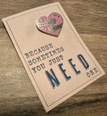 Sending Hugs Enamel Pin: Gold & Blush Letterbox Gift