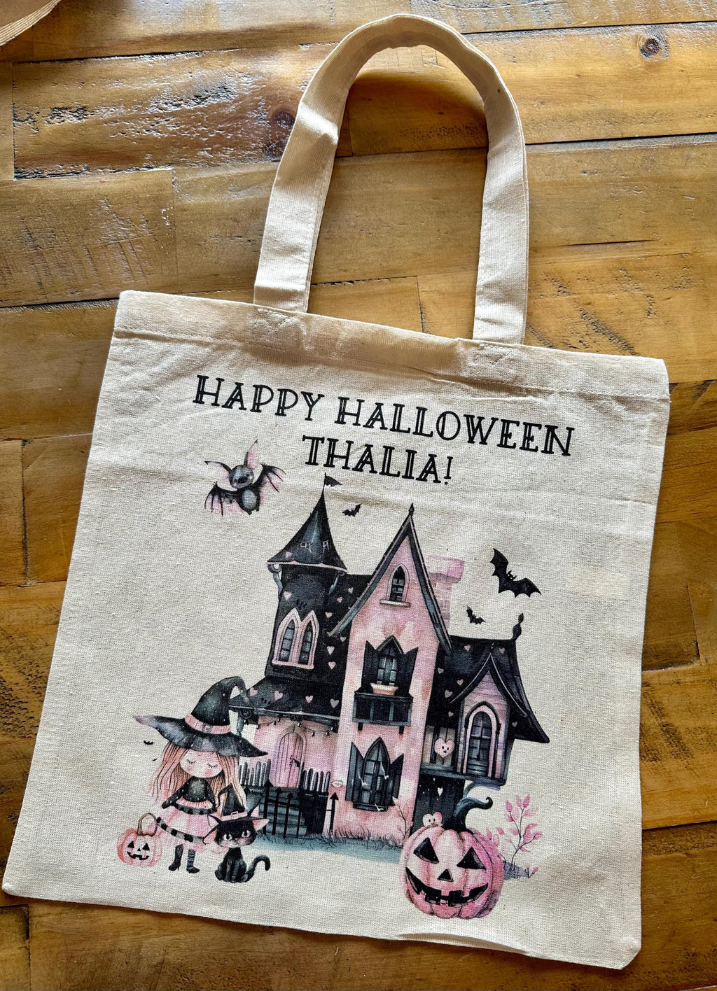 Personalised Halloween Trick or Treat Bag: Custom Cotton Tote