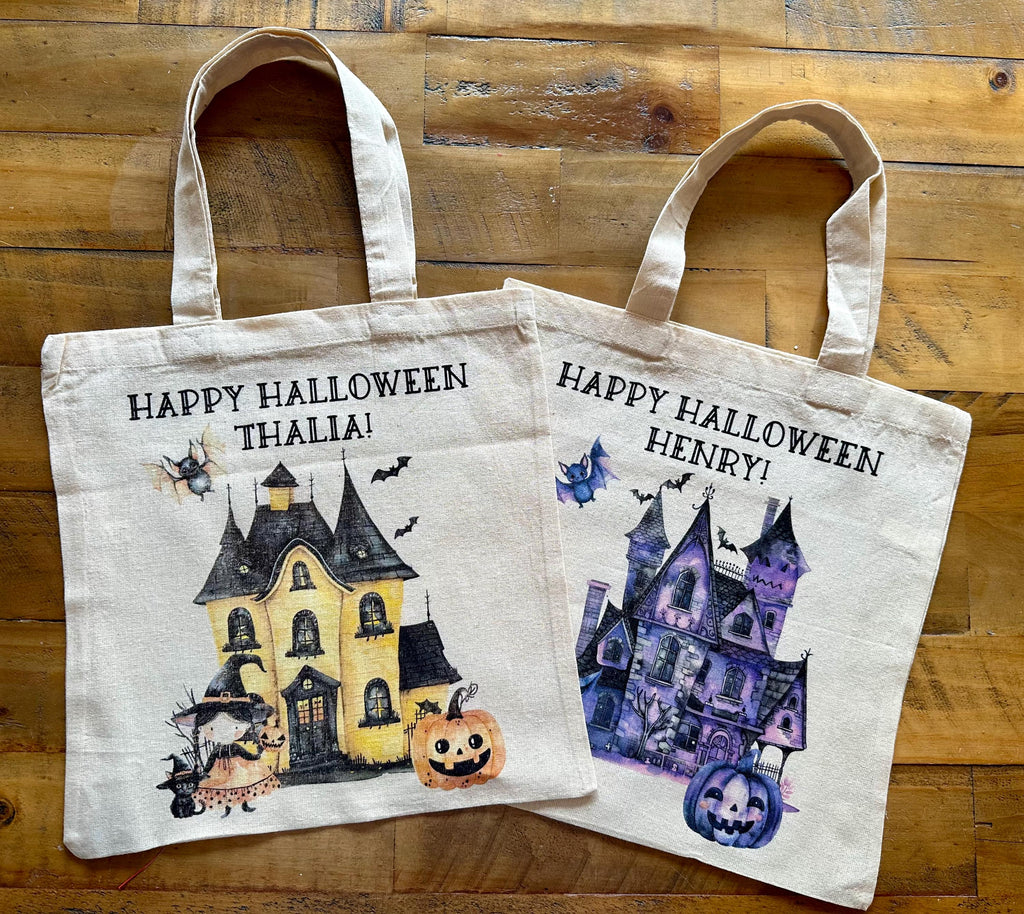 Personalised Halloween Trick or Treat Bag: Custom Cotton Tote
