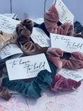 Velvet Scrunchie with Zip Pocket: Bachelorette Bridesmaid Hair Tie