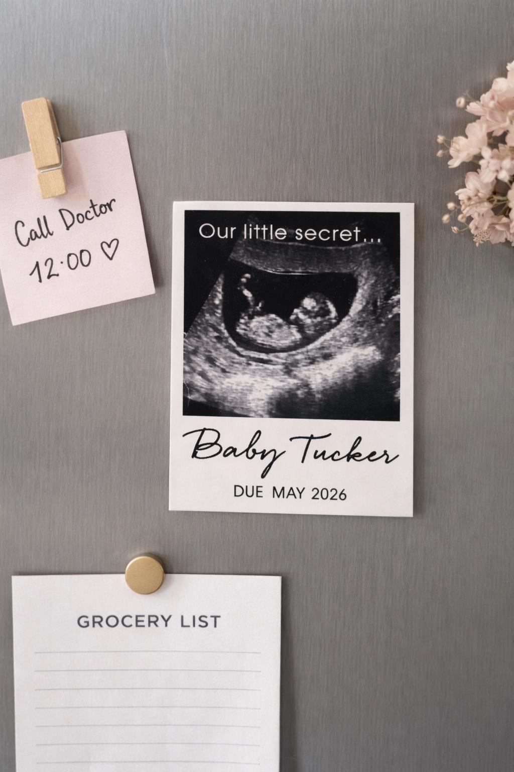 Personalised Baby Announcement Magnet | Scan Photo Pregnancy Reveal Gift