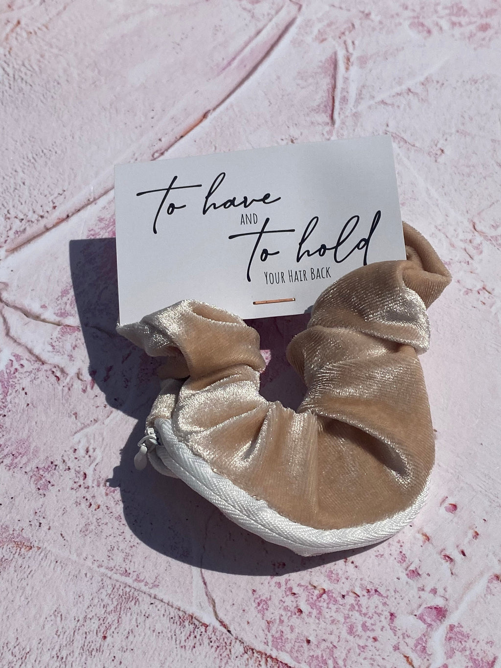 Velvet Scrunchie with Zip Pocket: Bachelorette Bridesmaid Hair Tie