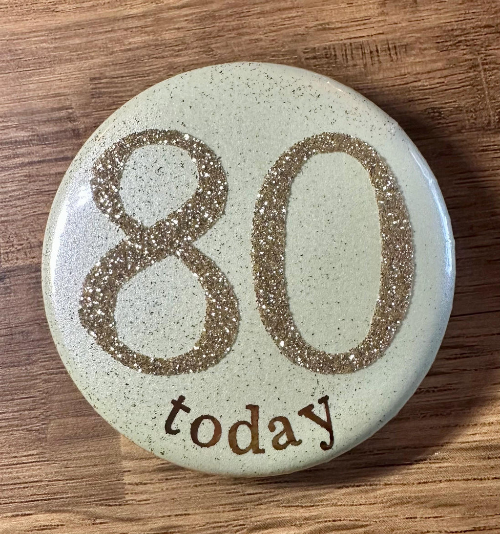 Custom Birthday Age Button Badge: Glitter Iridescent Pastel 58mm
