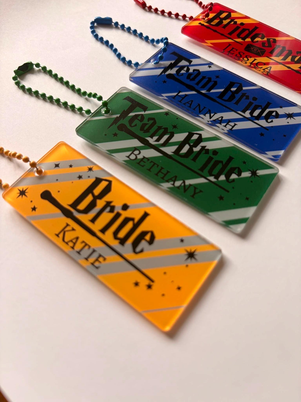 Personalised Wizard Hen Party Acrylic Name Tag | Team Bride Gift Bag Charm