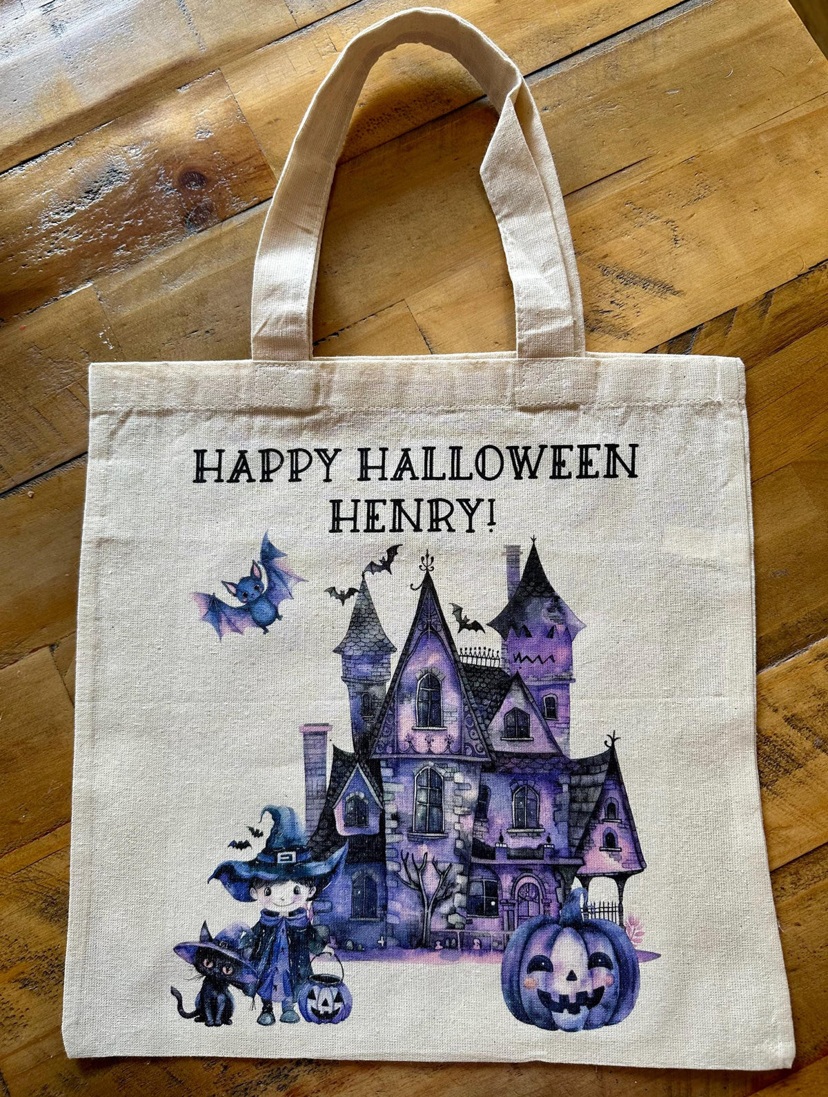 Personalised Halloween Trick or Treat Bag: Custom Cotton Tote