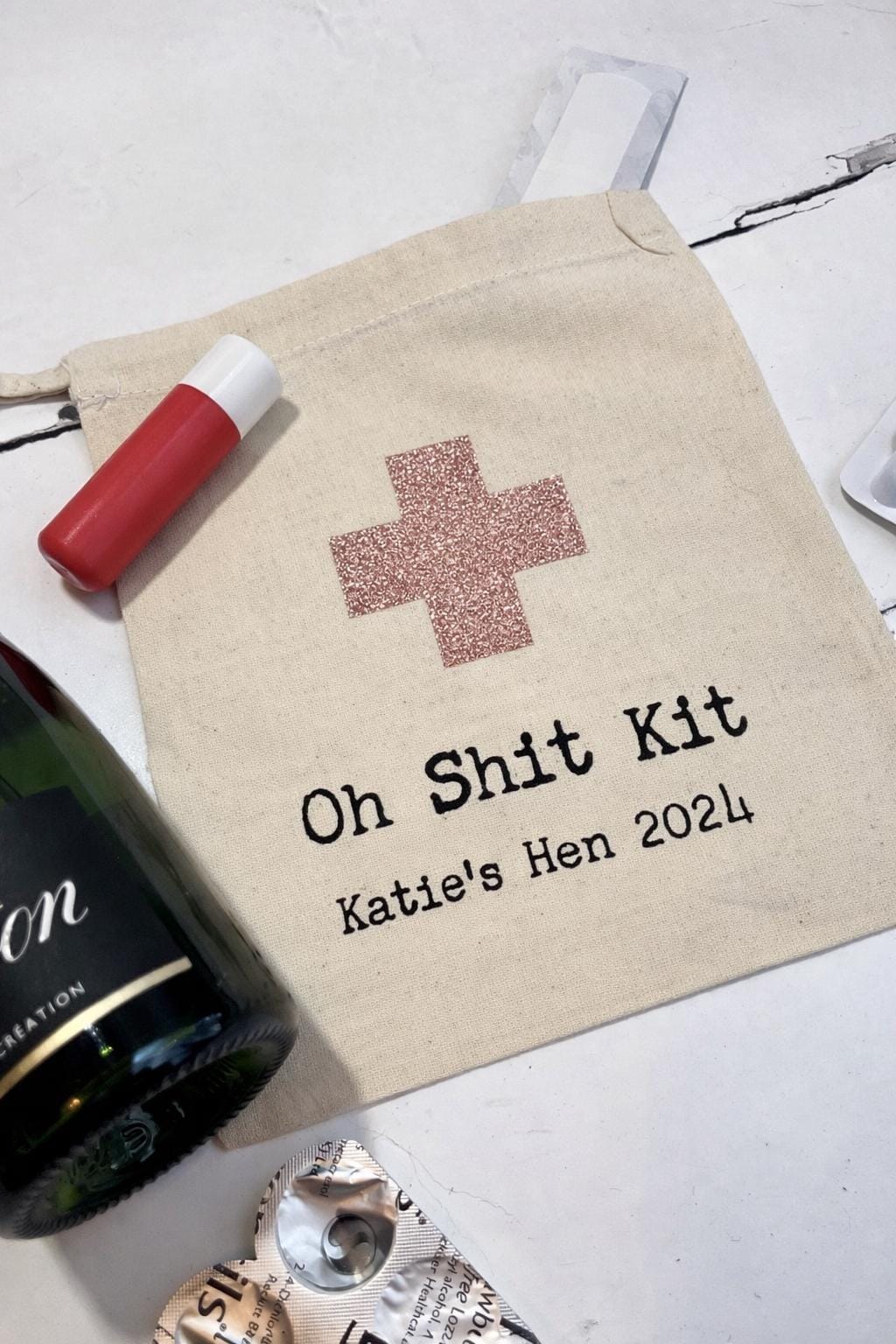 Personalised Oh Sh*t Kit Bag: Cotton Wedding Recovery Favour
