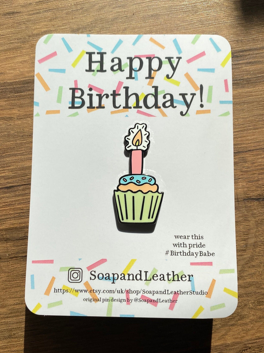 Cupcake Candle Enamel Pin: Birthday Card Gift