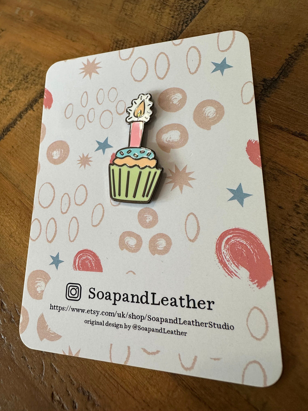 Cupcake Candle Enamel Pin: Birthday Card Gift