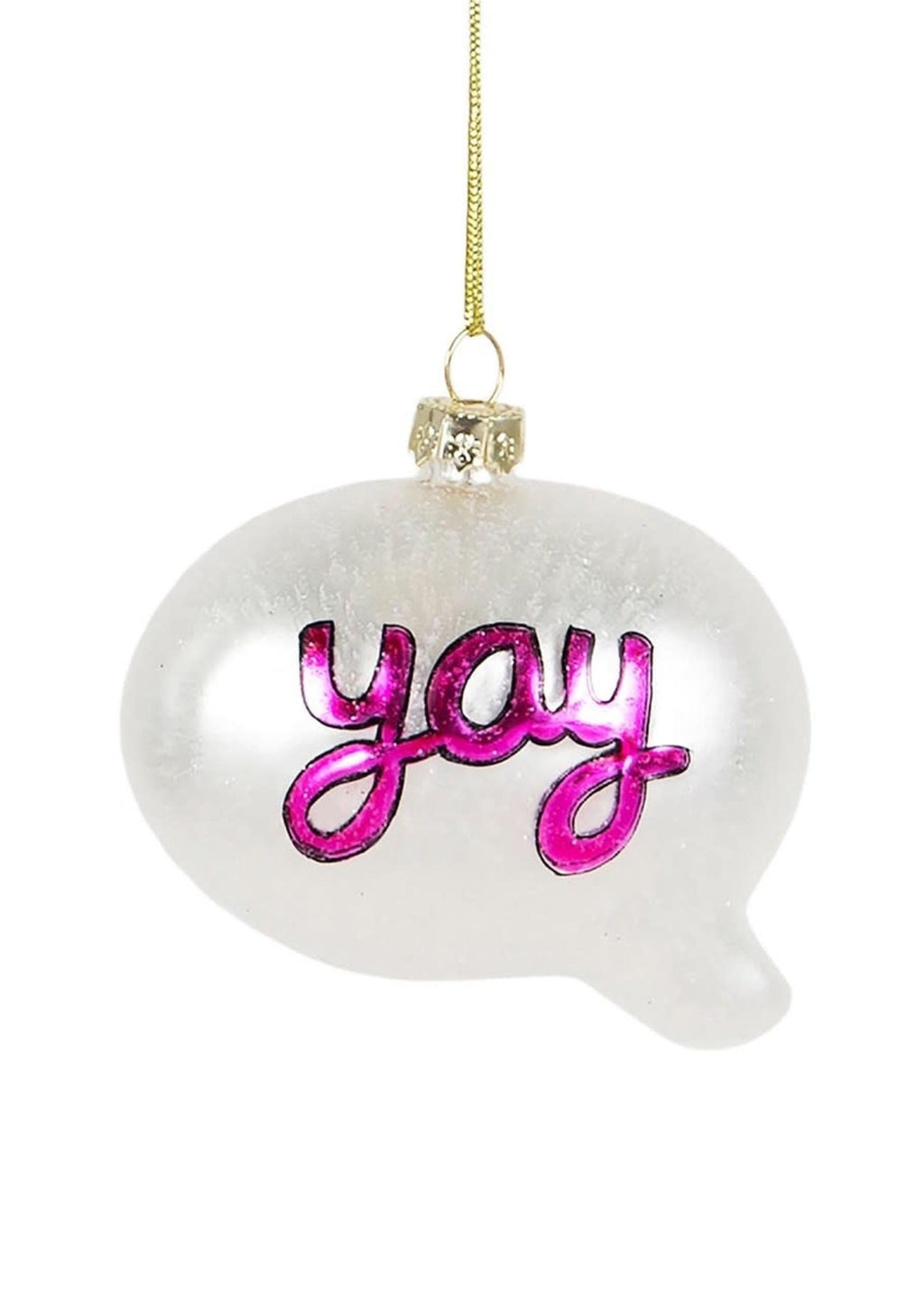 Yay! Christmas Glass Bauble – Fun Festive Ornament, Celebration Speech - Bubble Decoration