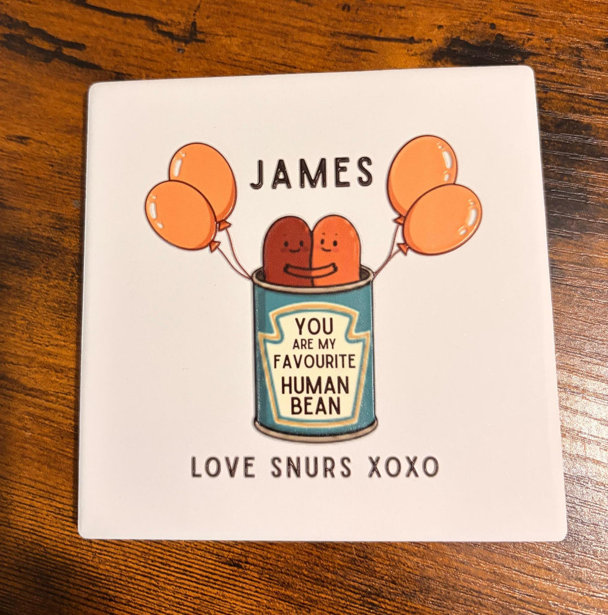 Personalised Father's Day Coaster | Favourite Human Bean Gift, Ceramic Keepsake