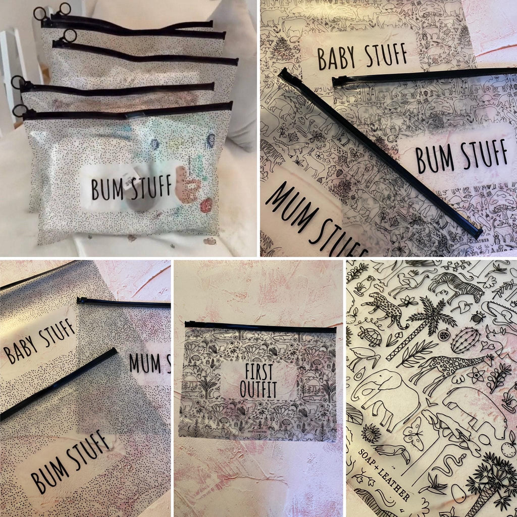 Hospital Bag Organiser Set: Mum & Baby PVC Toiletry Bags