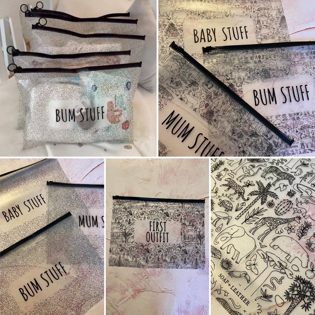 Hospital Bag Organiser Set: Mum & Baby PVC Toiletry Bags