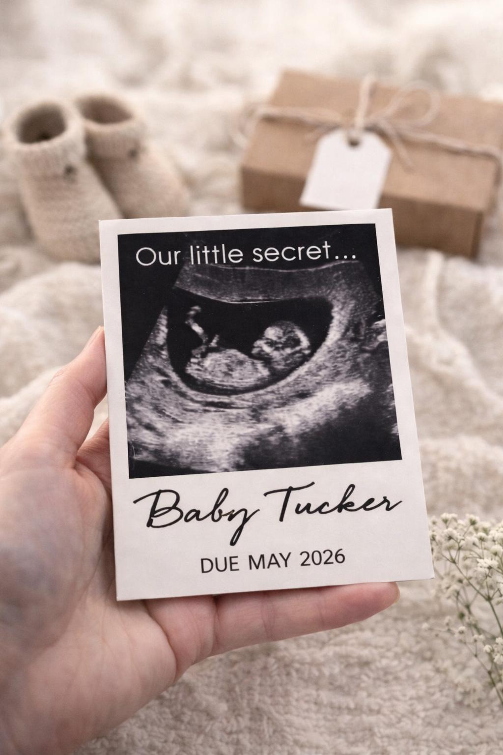 Personalised Baby Announcement Magnet | Scan Photo Pregnancy Reveal Gift