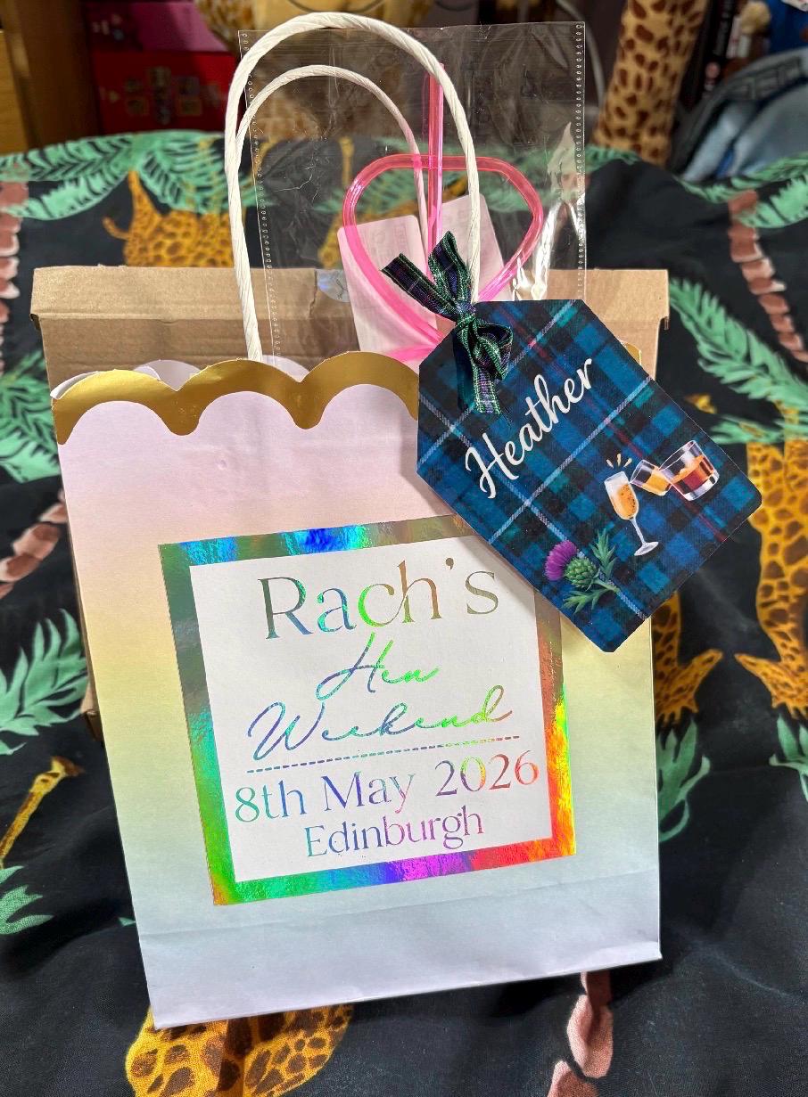 Personalised Hen Party Stickers: Custom Metallic Foil Gift Bag Labels