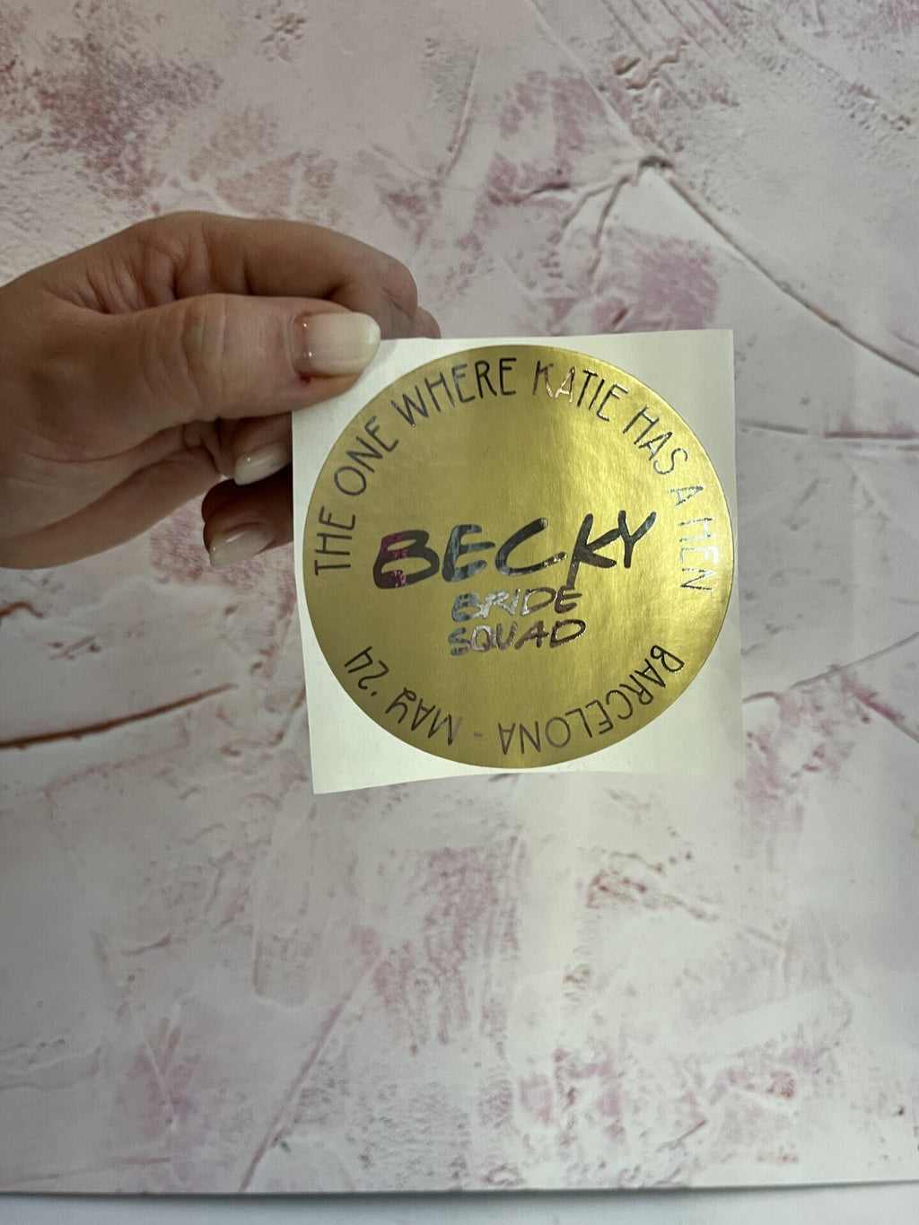 Personalised Hen Party Stickers: Metallic Gold Foil, Custom Bride Squad (88mm)