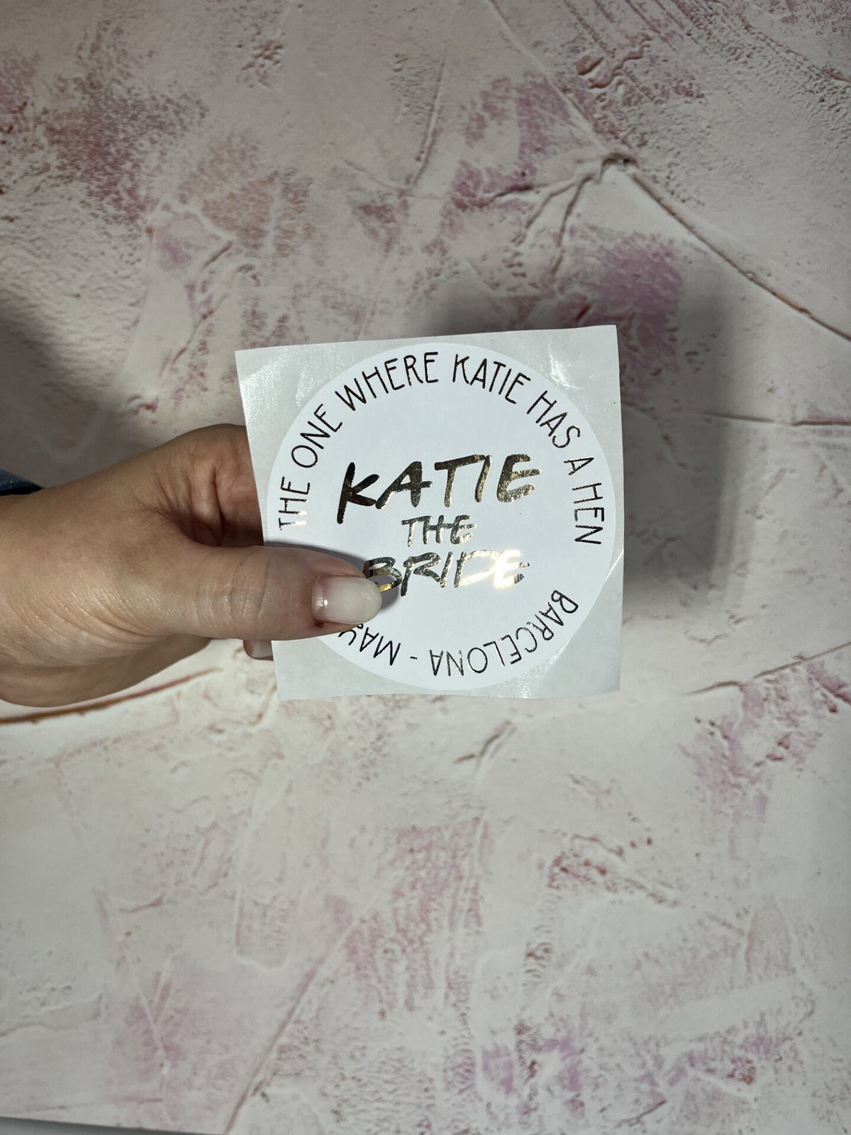 Personalised Hen Party Stickers: Metallic Gold Foil, Custom Bride Squad (88mm)