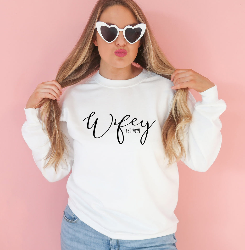 Wifey Personalised Date Sweater - Bride Gift - Honeymoon Travel Sweater
