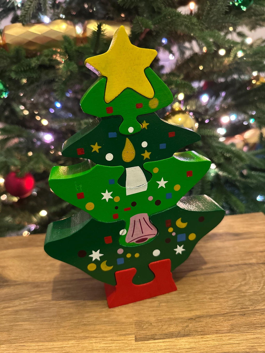 Wooden Christmas Tree Puzzle – Stacking Holiday Toy, Stocking Stuffer