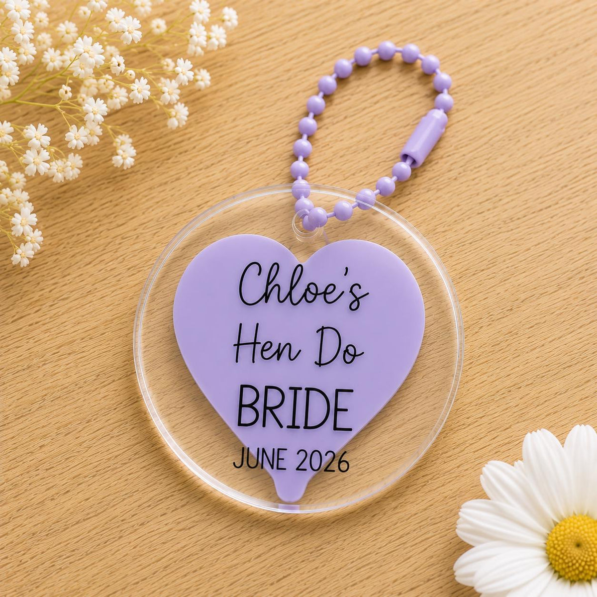 Personalised Hen Party Acrylic Tags | Custom Weekend Bag Favours, Bride Name Keepsake