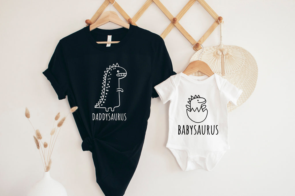 Dinosaur Family Matching Outfits: Daddy & Baby T-Shirt Onesie Set