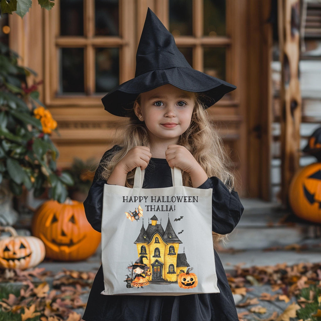 Personalised Halloween Trick or Treat Bag: Custom Cotton Tote