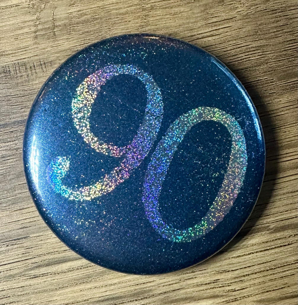 Custom Birthday Age Button Badge: Glitter Iridescent Pastel 58mm