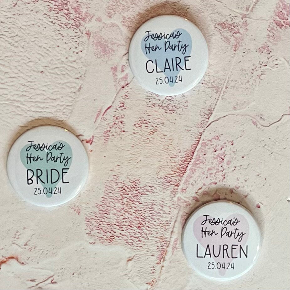 Personalised Hen Party Mirror Favors: Custom Bachelorette Badges