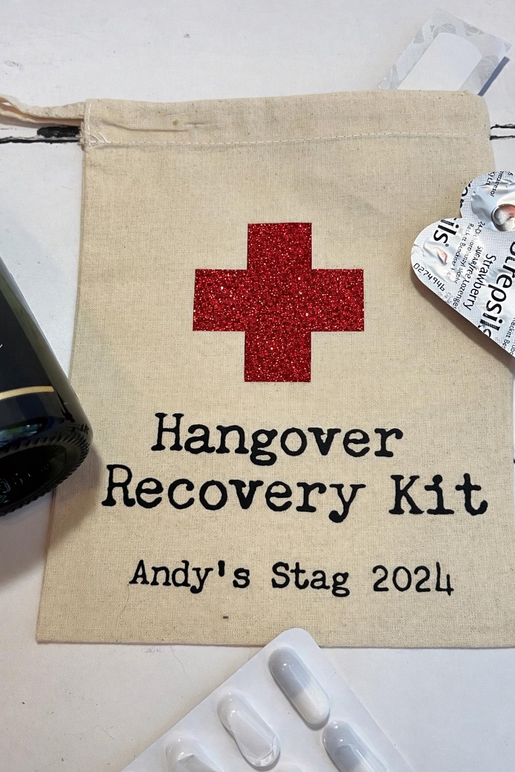 Personalised Cotton Hangover Recovery Kit Bag: Bachelorette Party Favour